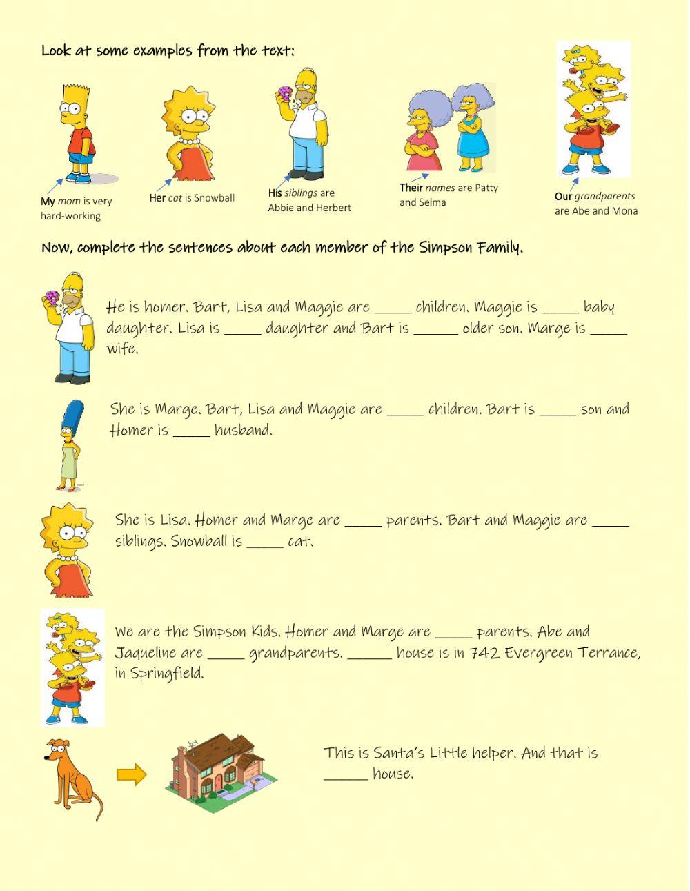 Bart's Family Worksheet