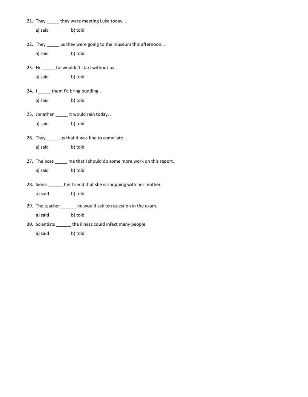 Reported Speech - Say - Tell