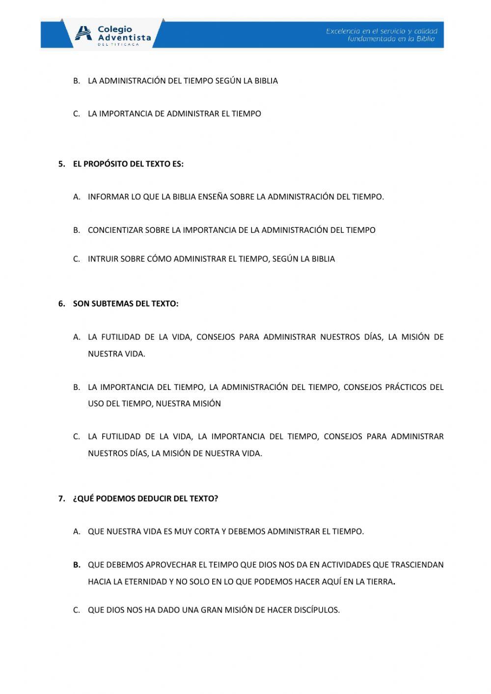 Comprensión de lectura