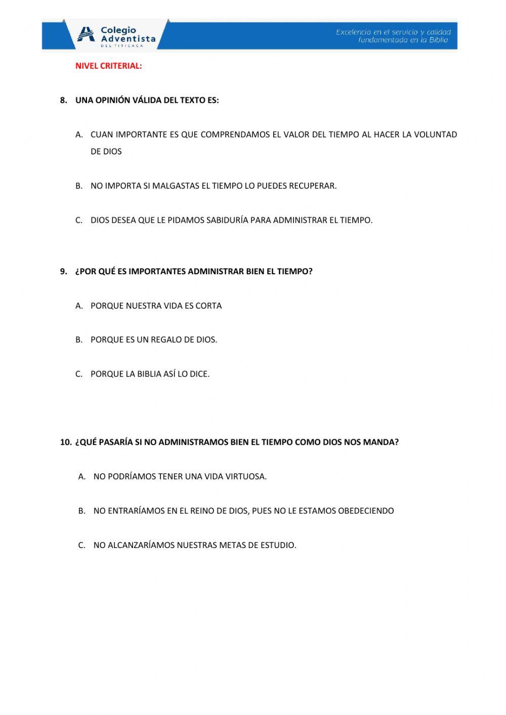 Comprensión de lectura