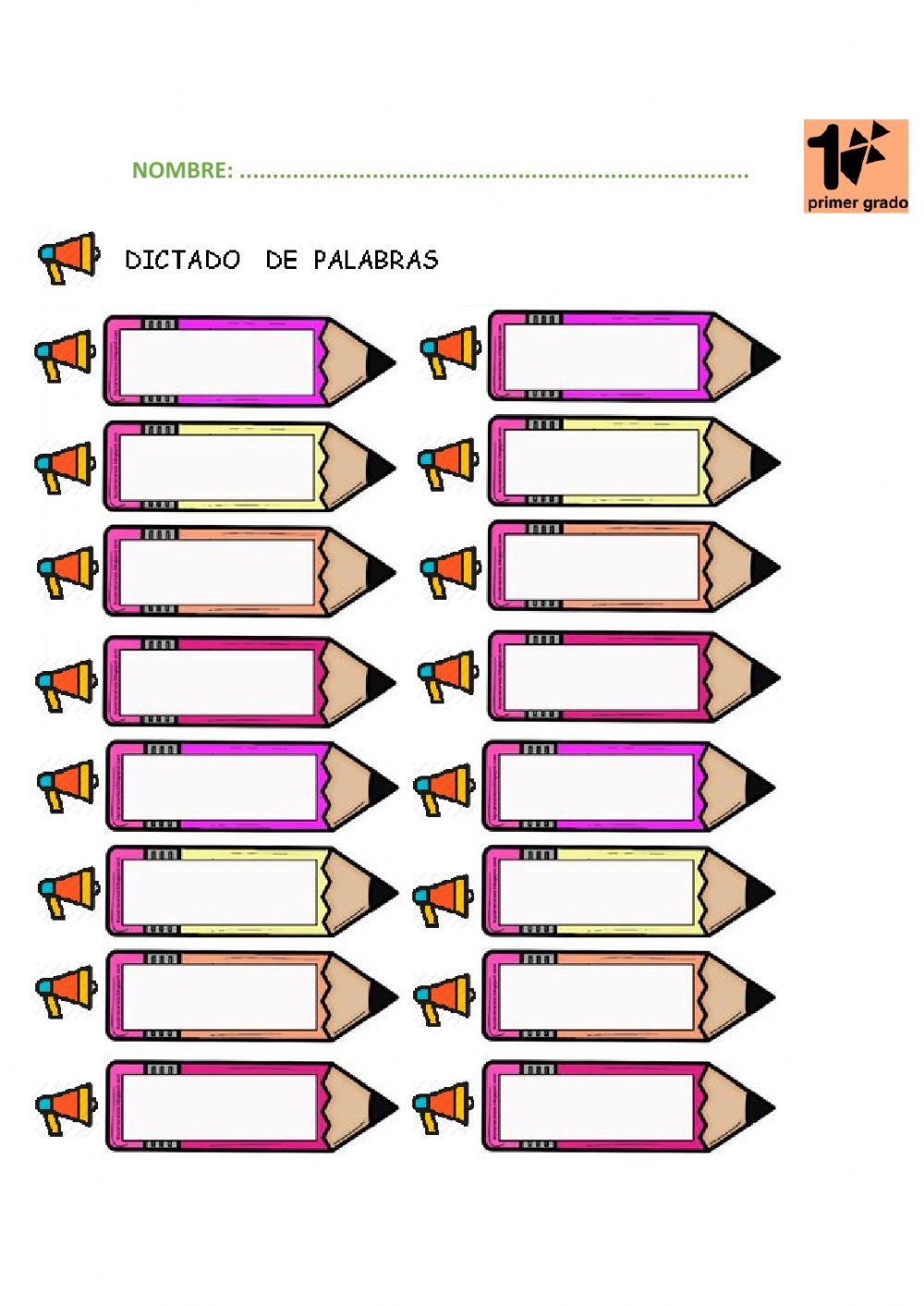 Dictado de palabras Dictado de palabras
