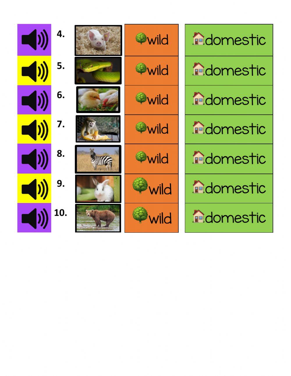 Wild and Domestic Animals