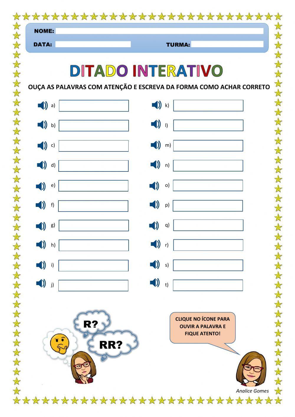 Ditado Interativo - R ou RR Ditado Interativo - R ou RR