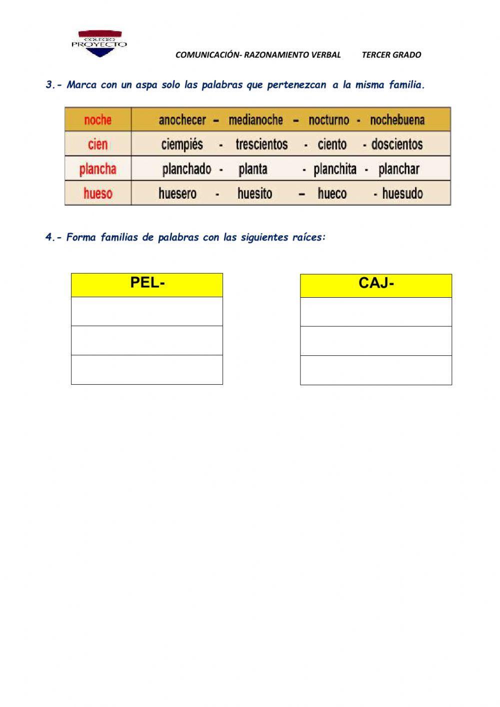 Reforzamos Familias de Palabras