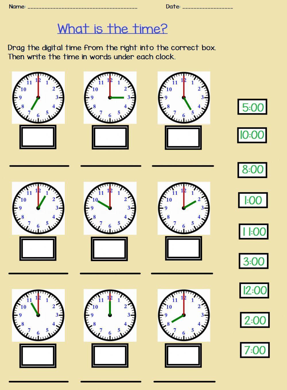 Telling Time on the Hour 2
