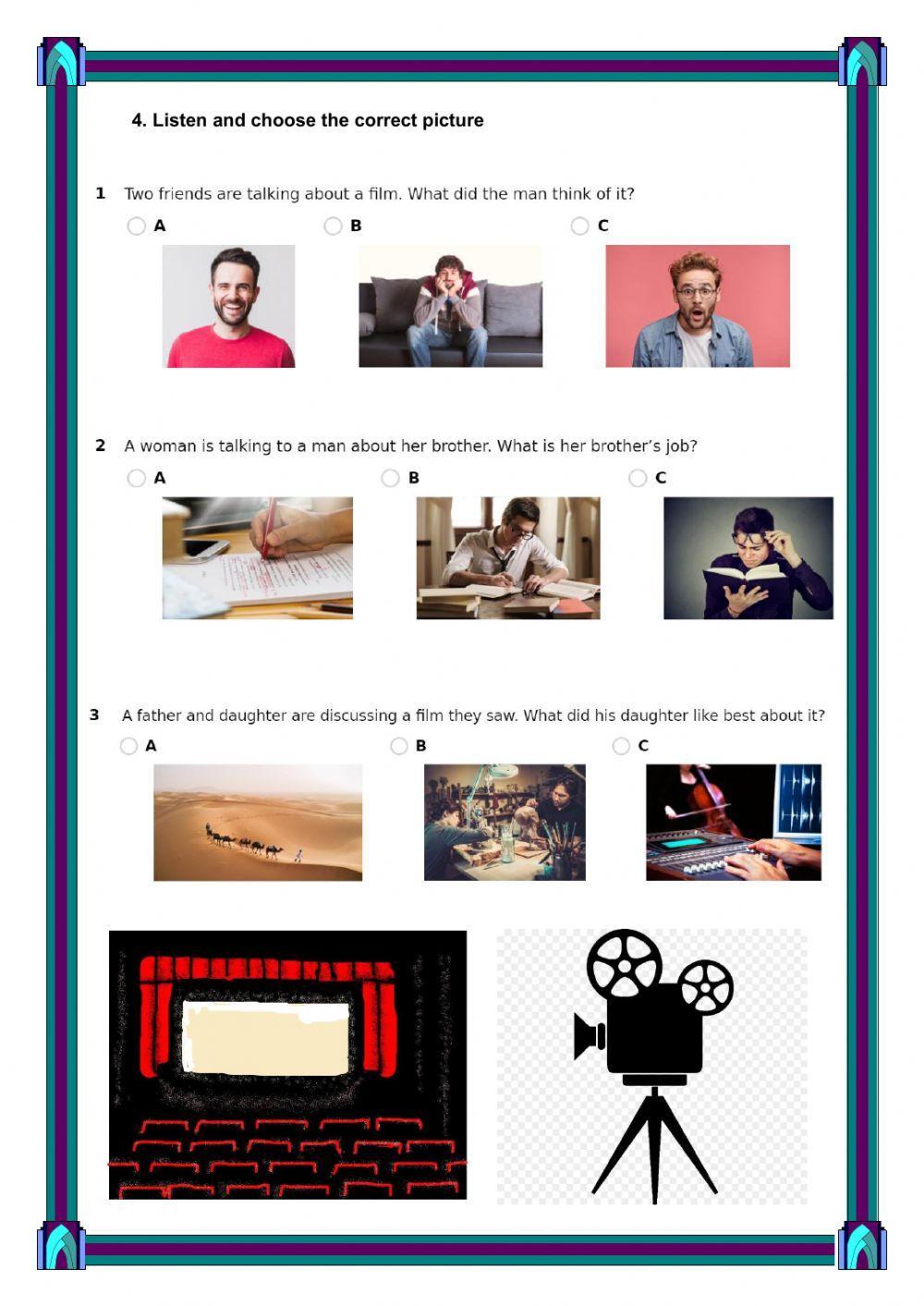 Vocabulary about films and books with listening