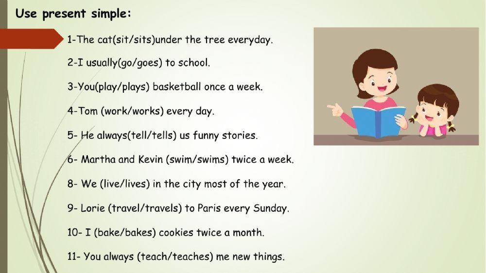 Preposition and present simple