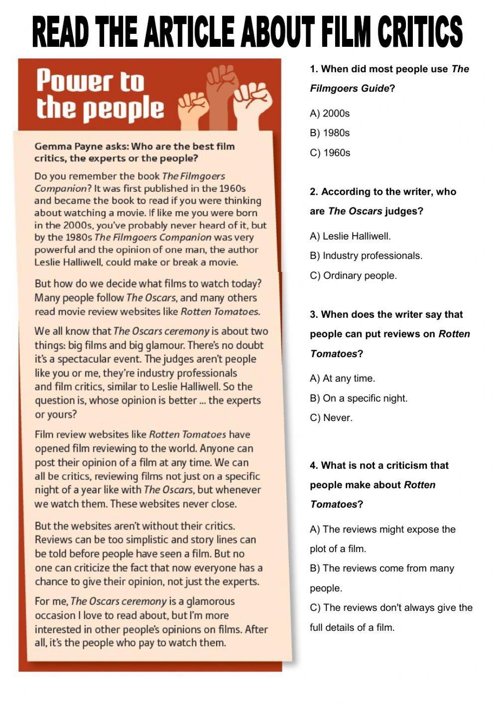 Reading about film critics