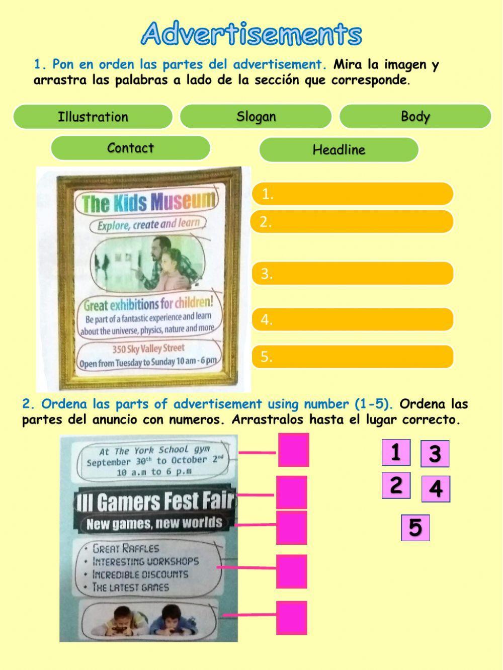 Parts of an advertisement