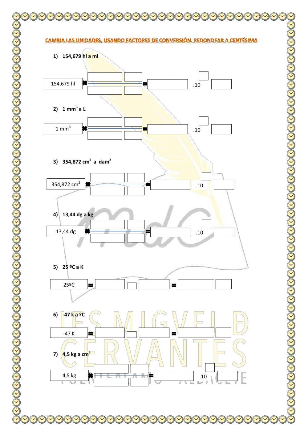 Cambio de magnitudes. factores de conversión
