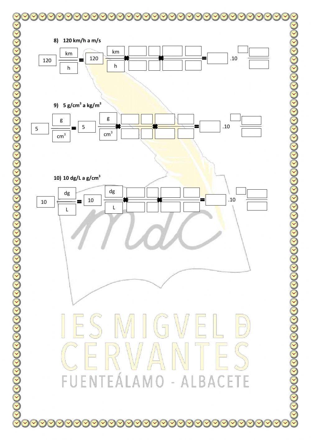 Cambio de magnitudes. factores de conversión