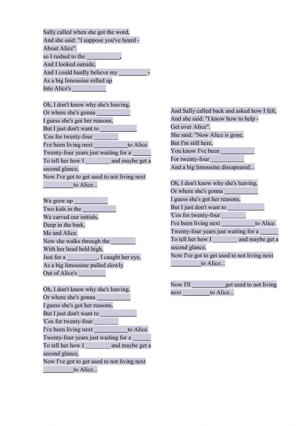 Living next door to Alice