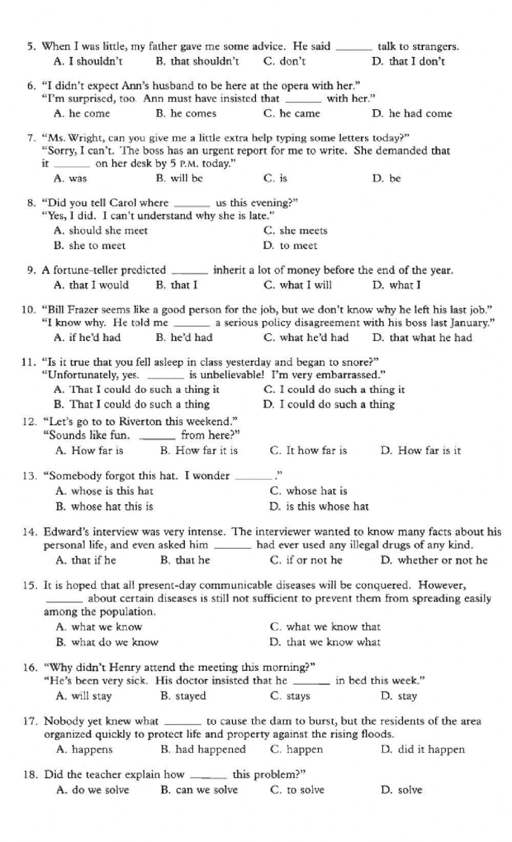 GRAMMAR B1 - QUIZ UNIT 12