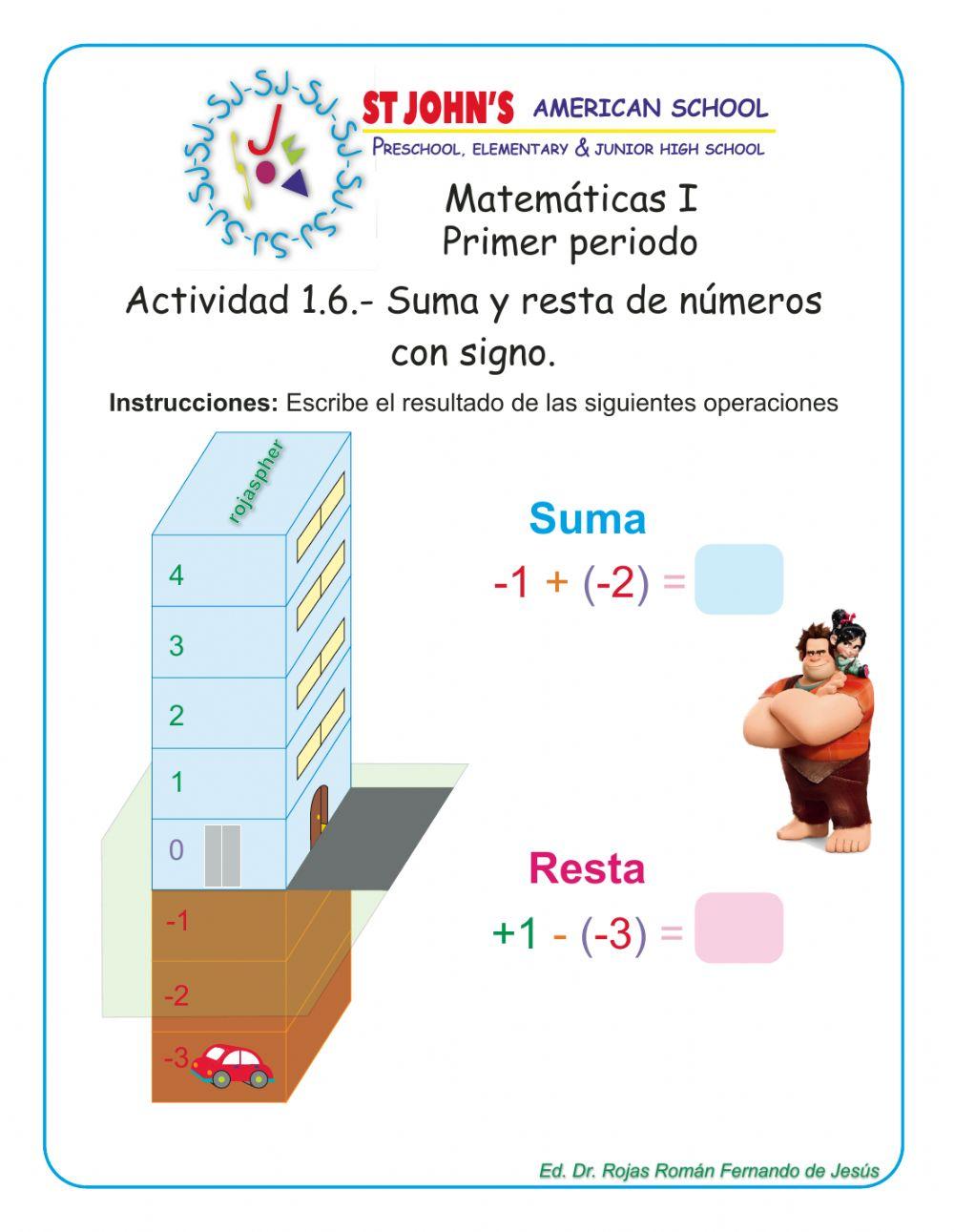 Suma y resta de números con signo