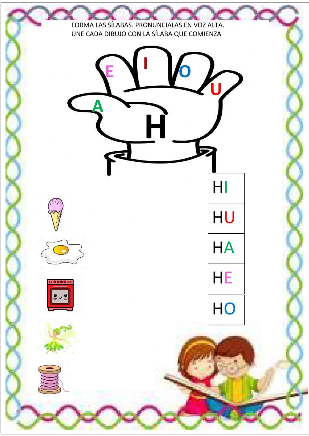 Relaciona las silabas letra H