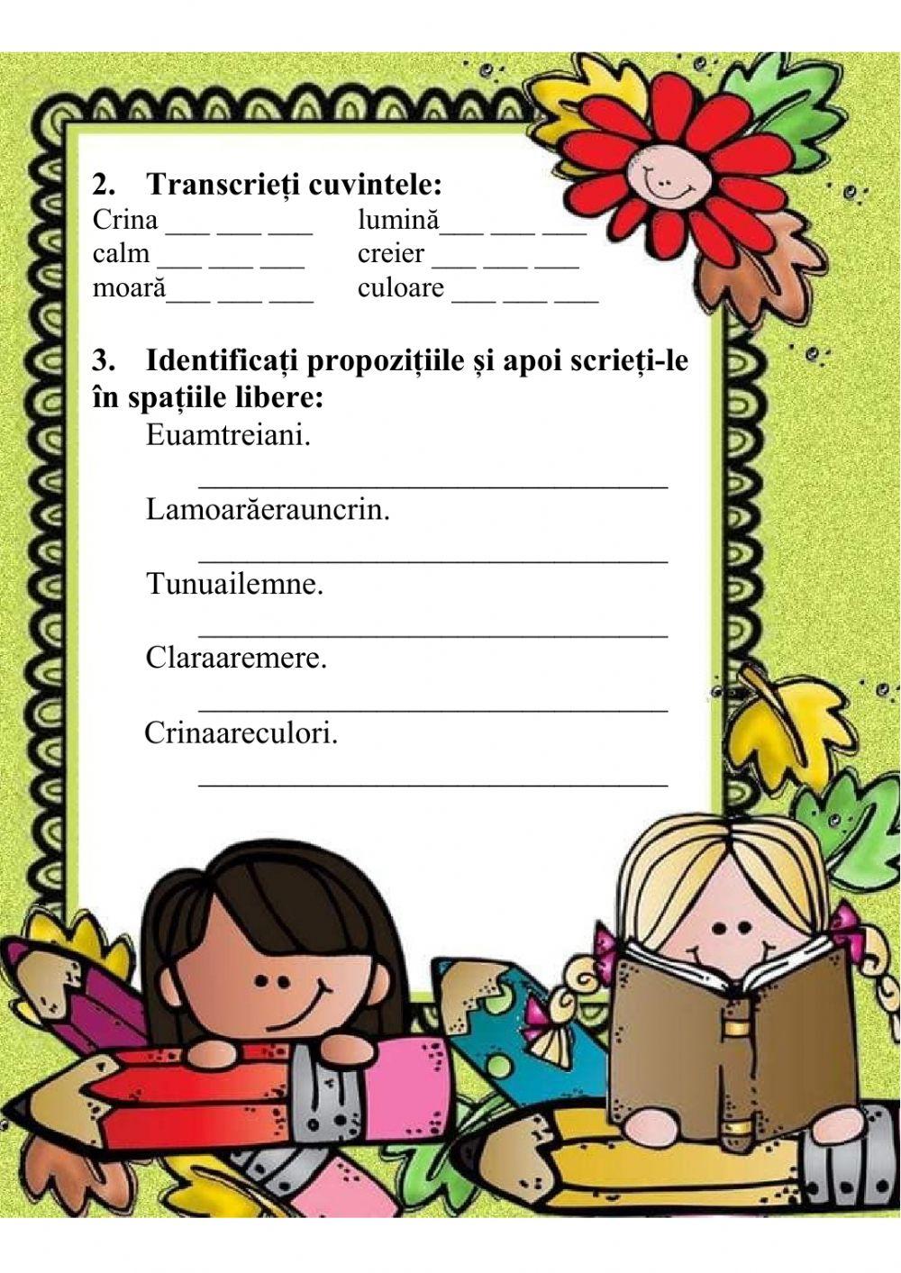 Literele EROCĂL- silabe, cuvinte, propoziții, text