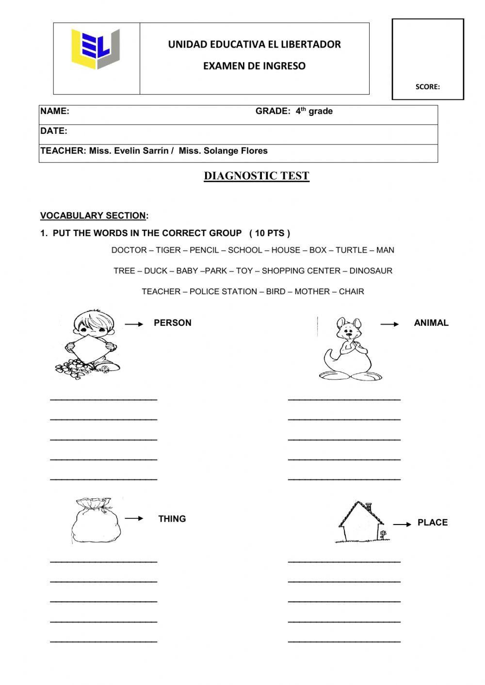 Examen de admisión U.E EL LIBERTADOR