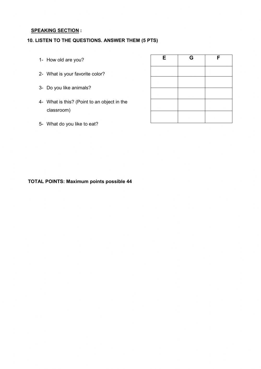 Examen de admisión U.E EL LIBERTADOR