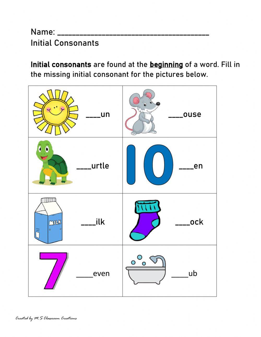 Initial Consonants - S,M and T