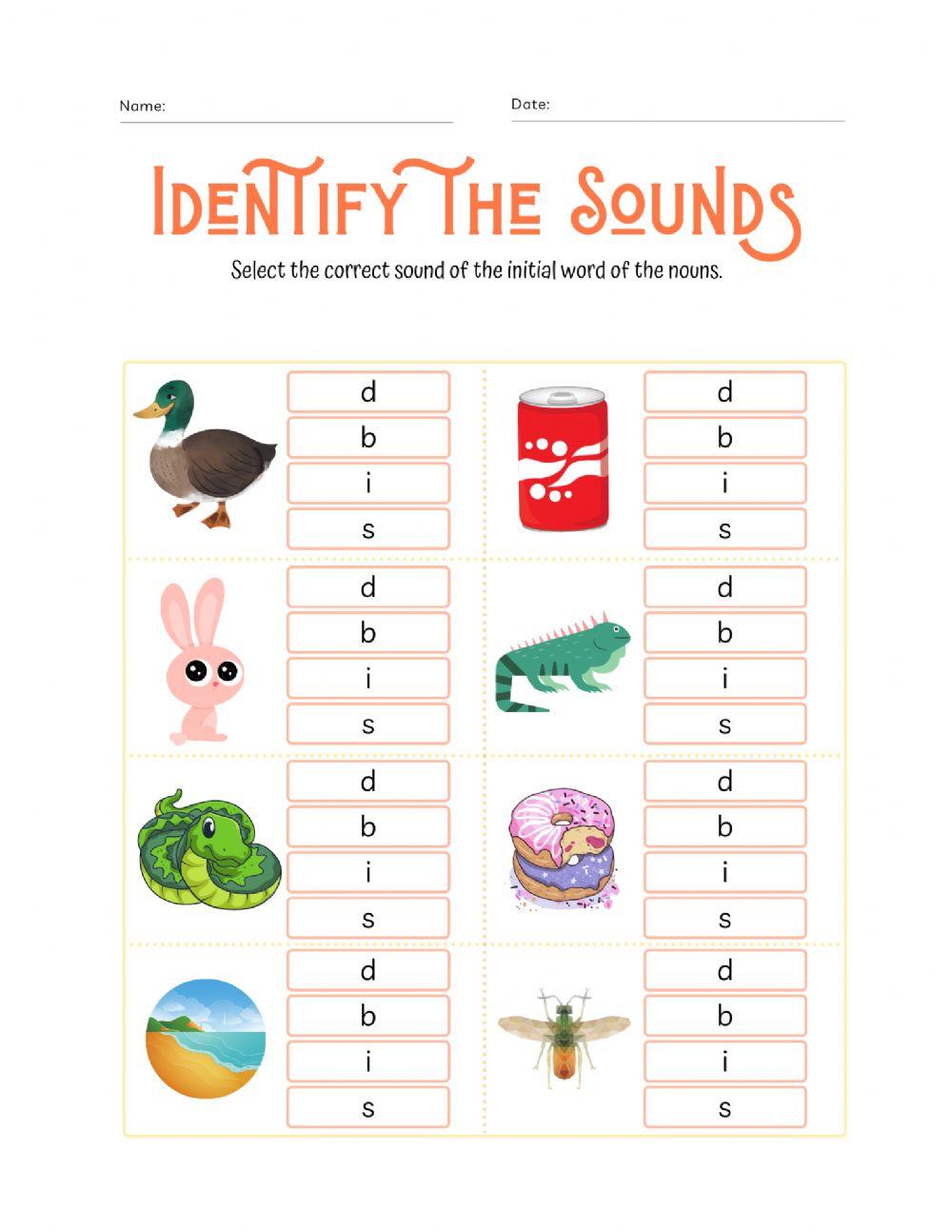 Phonics: b, i, d and s sounds.
