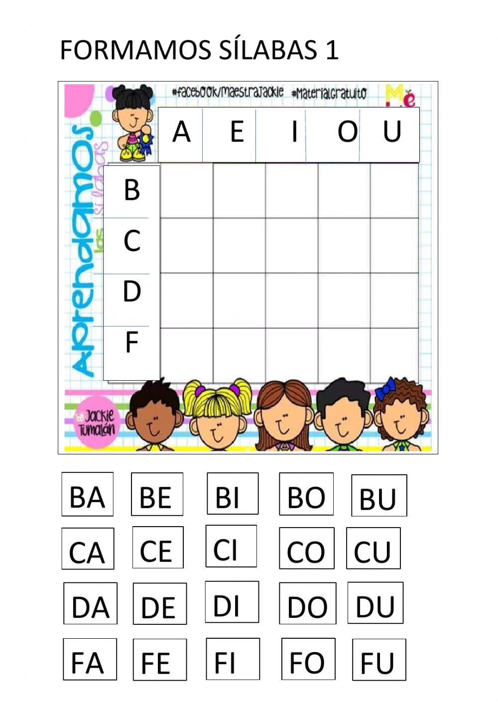 Tabla doble entrada formar sílabas 1
