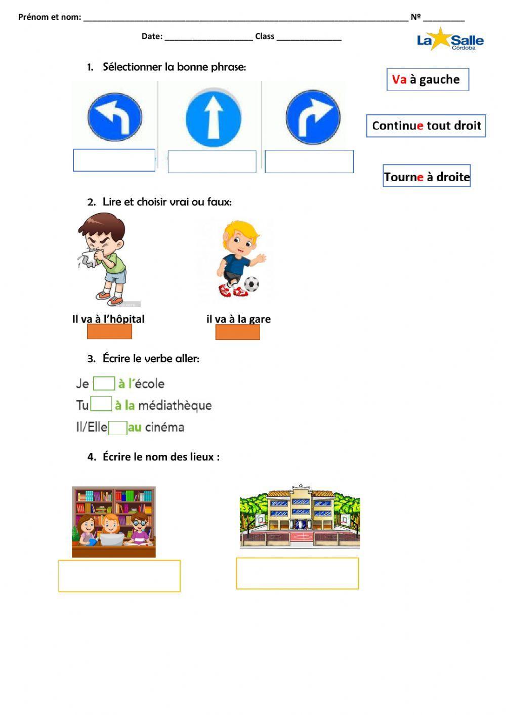 Les adresses et les lieux de l'école