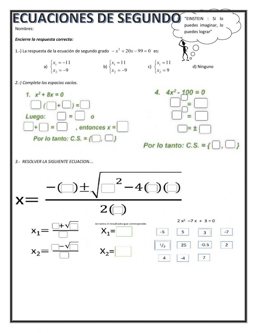 Ecuaciones de segundo grado