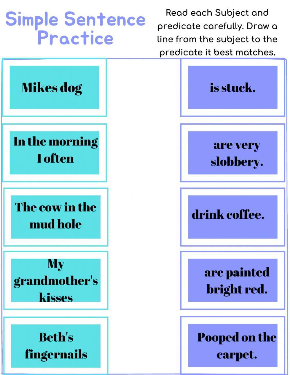Simple Sentences Practice