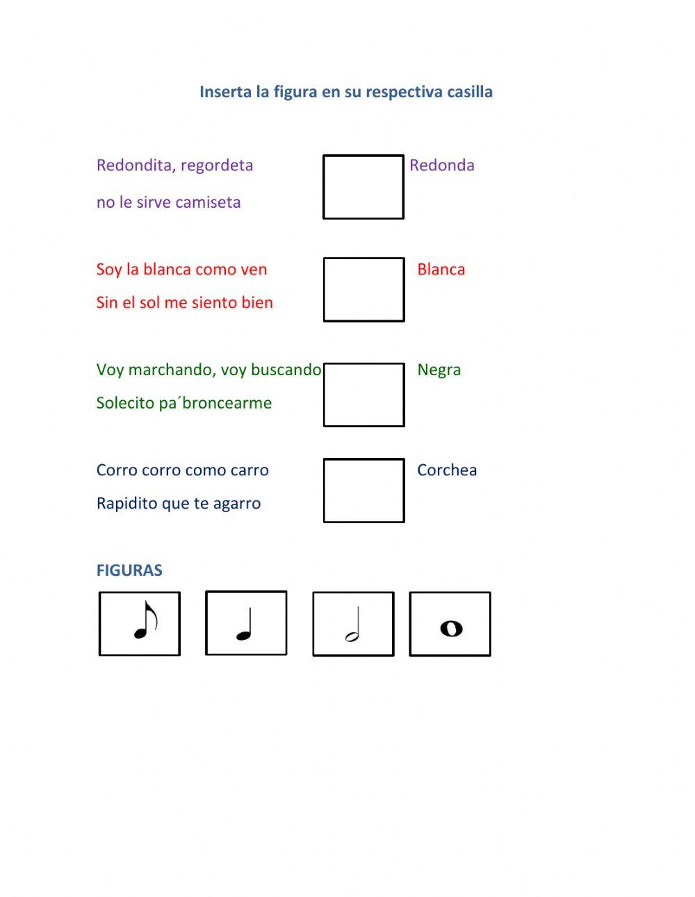Figuras Musicales de Duración - Redonda, Blanca, Negra y Corchea