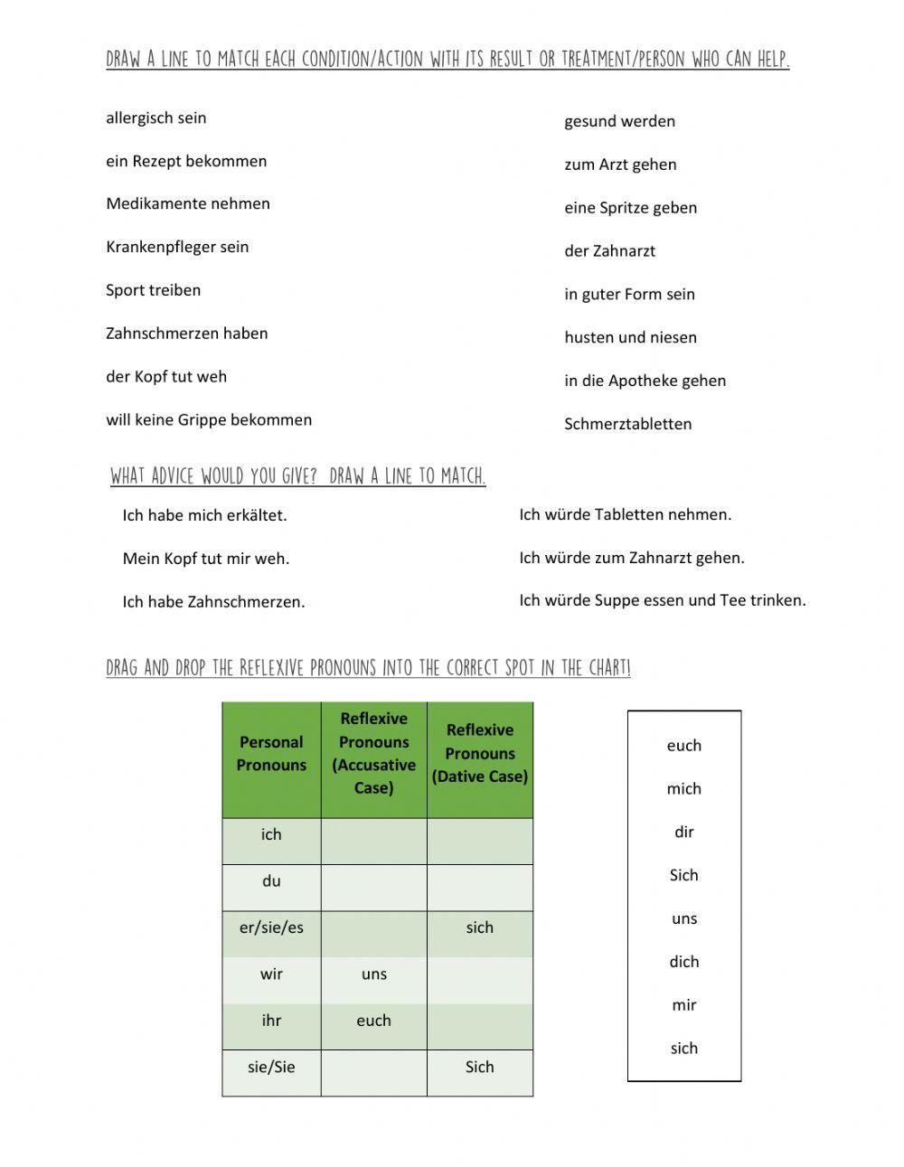 G3 Gesundheit and Reflexivpronomen