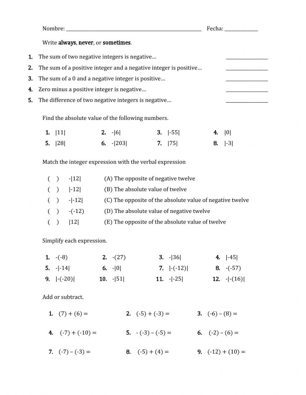 Review integers