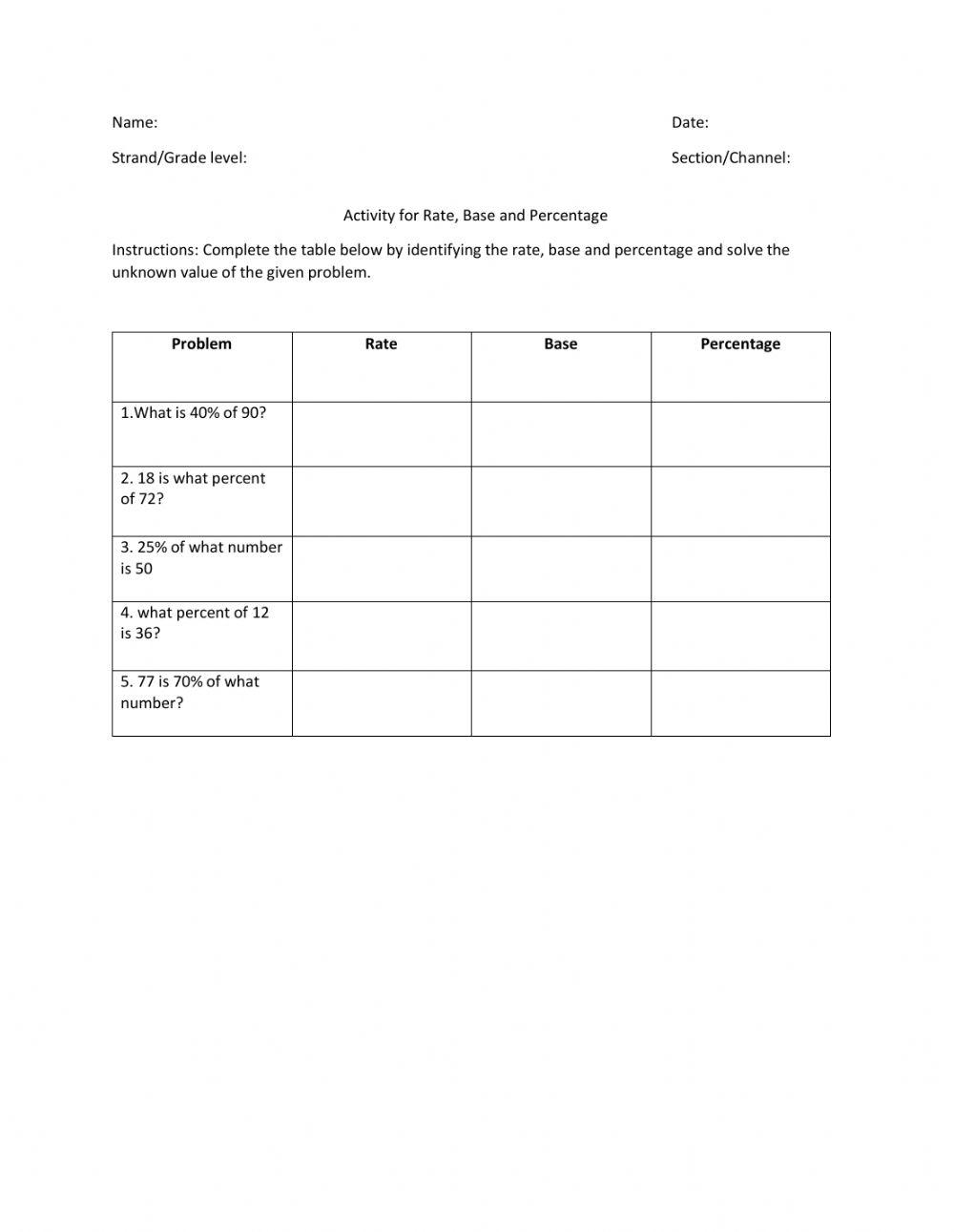 Rate Base And Percentage Online Exercise For Live Worksheets rate-base-and-percentage-online-exercise-for-live-worksheets