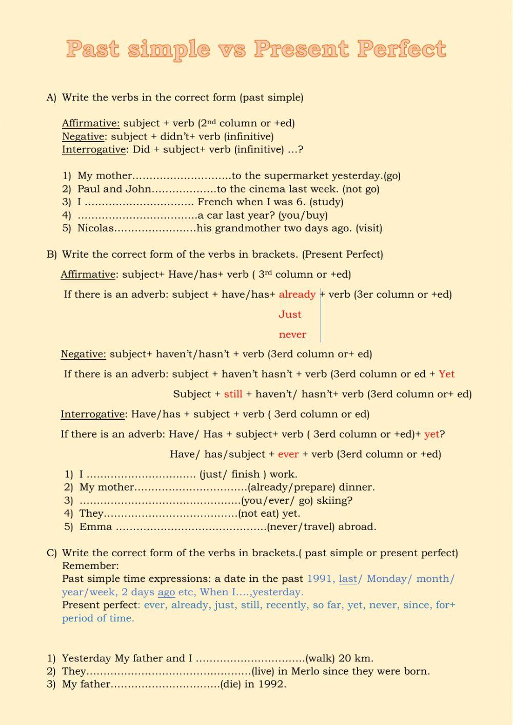 Past simple vs Present Perfect