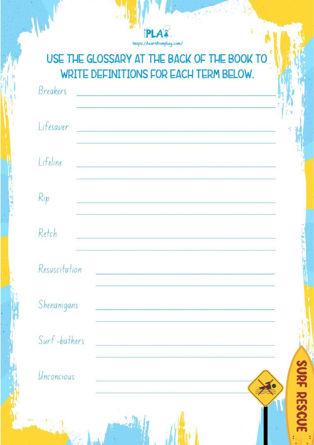 Trouble in the Surf - Definitions