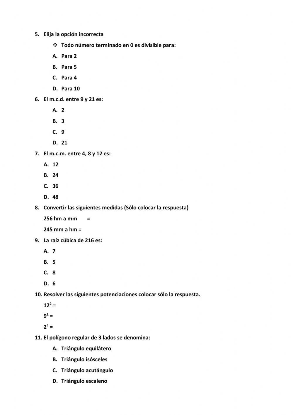 Examen Quimestral Séptimo