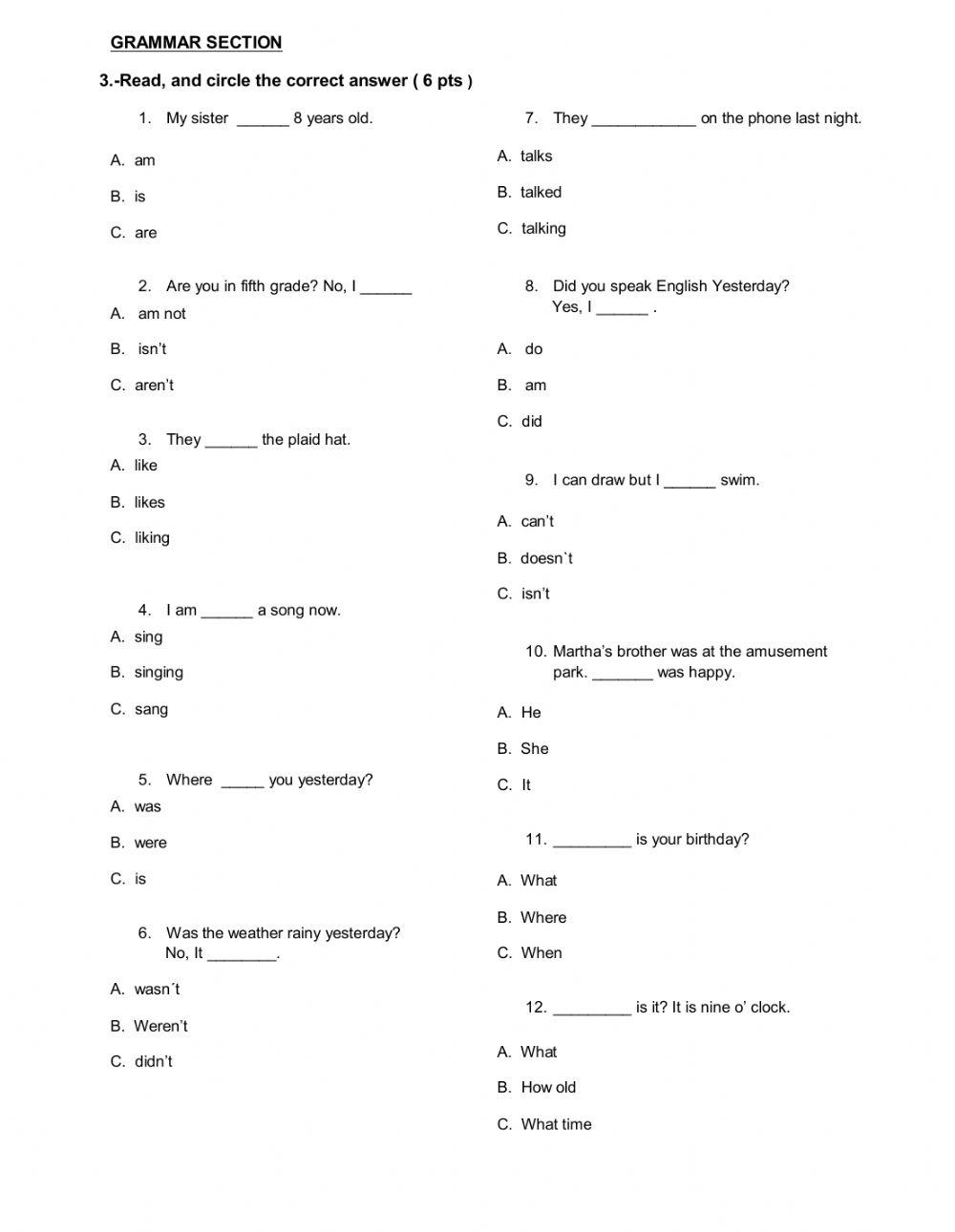 Prueba de Ingreso 5to