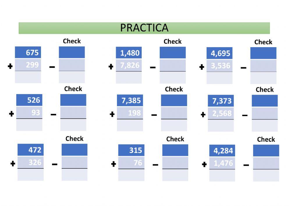 Suma y Resta (comprobación)