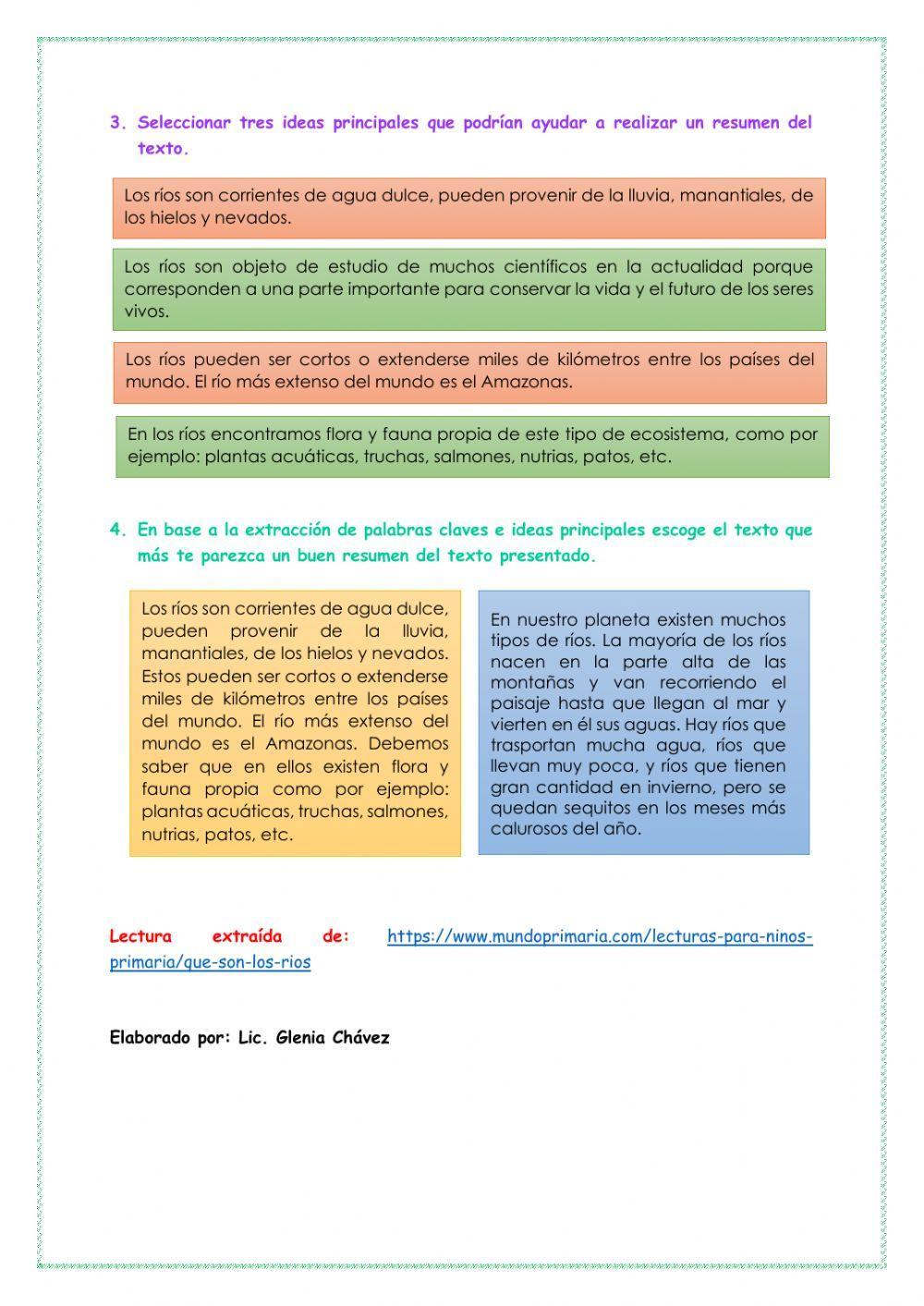 Trabajo individual sobre “El resumen” para 7mo