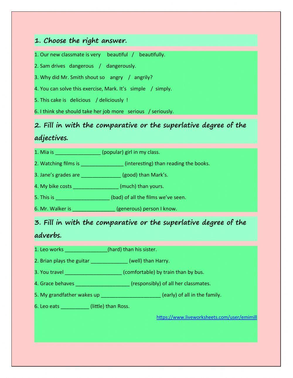 COMPARATIVE& SUPERLATIVE DEGREES (adjectives & adverbs)