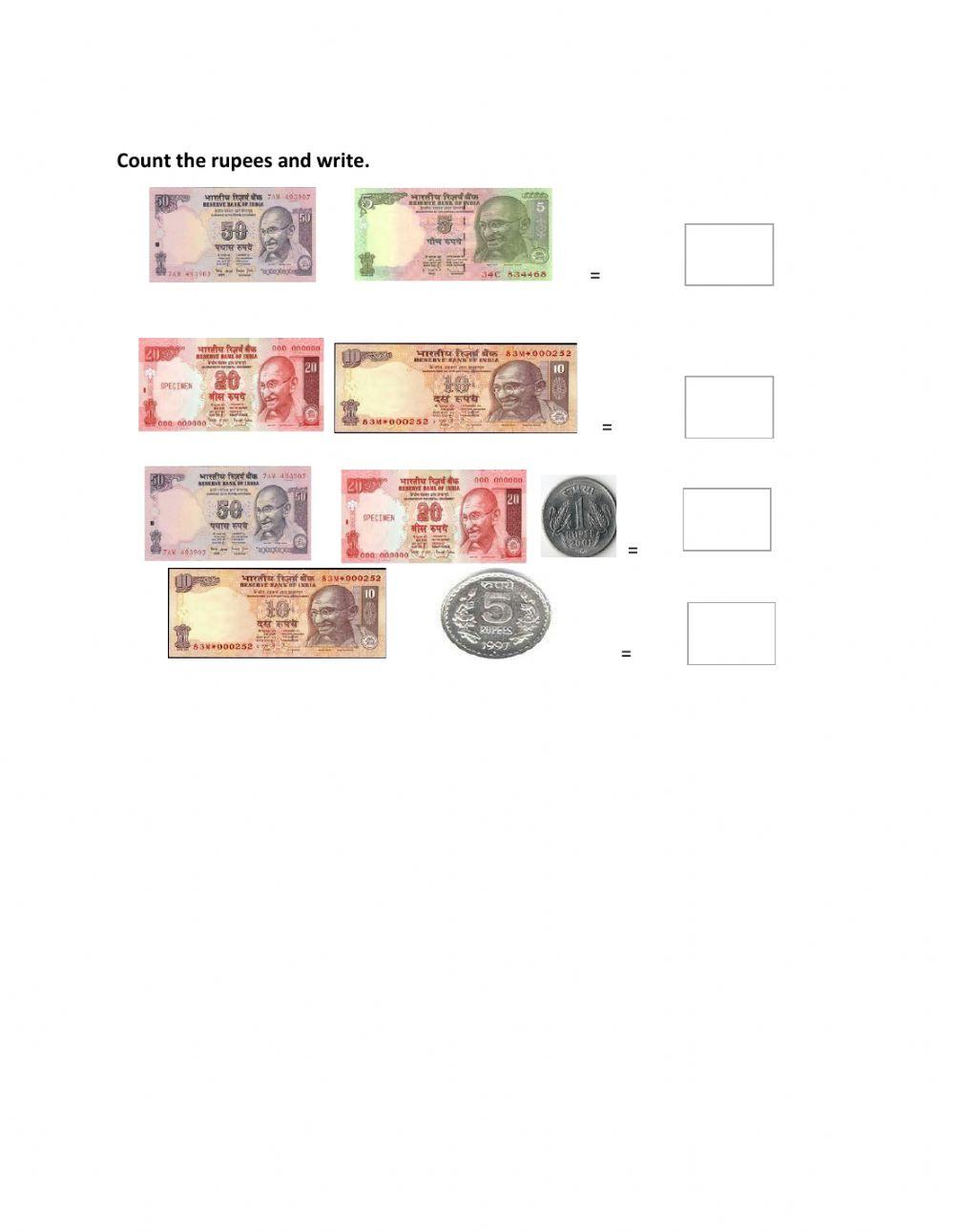 Add given currency notes