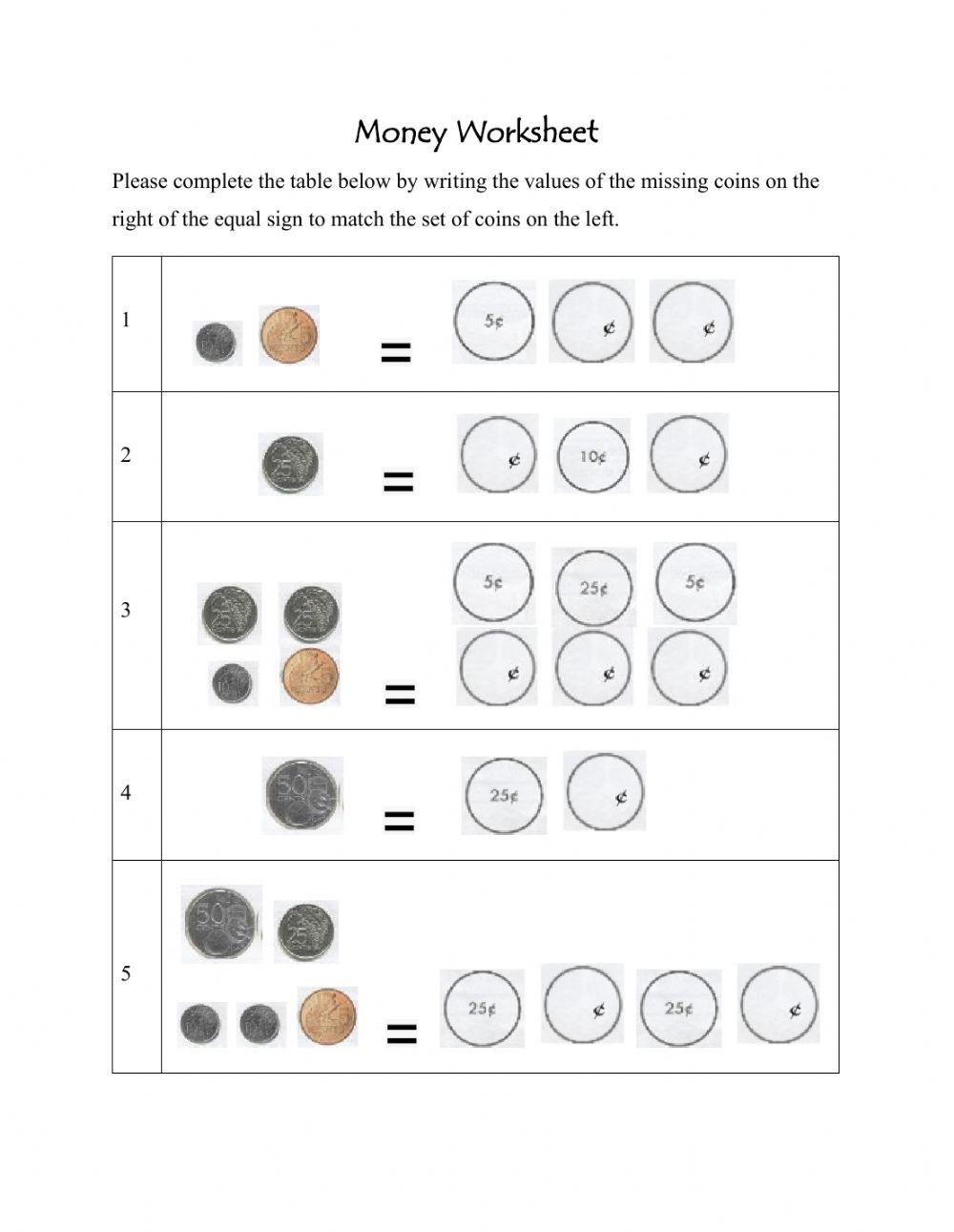 Money Worksheet