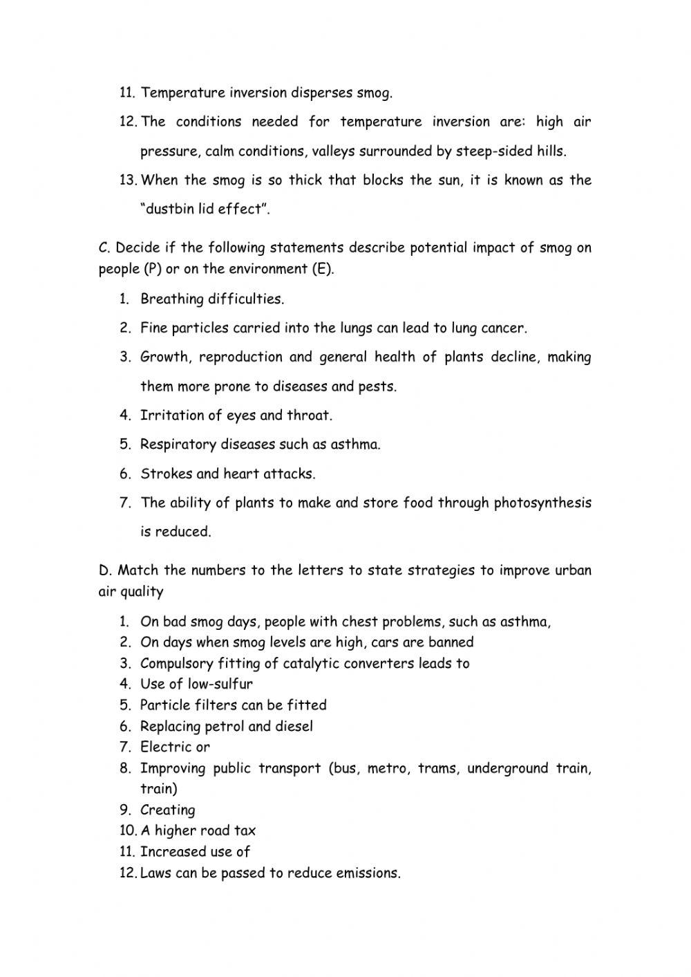 Atmospheric pollution and smog