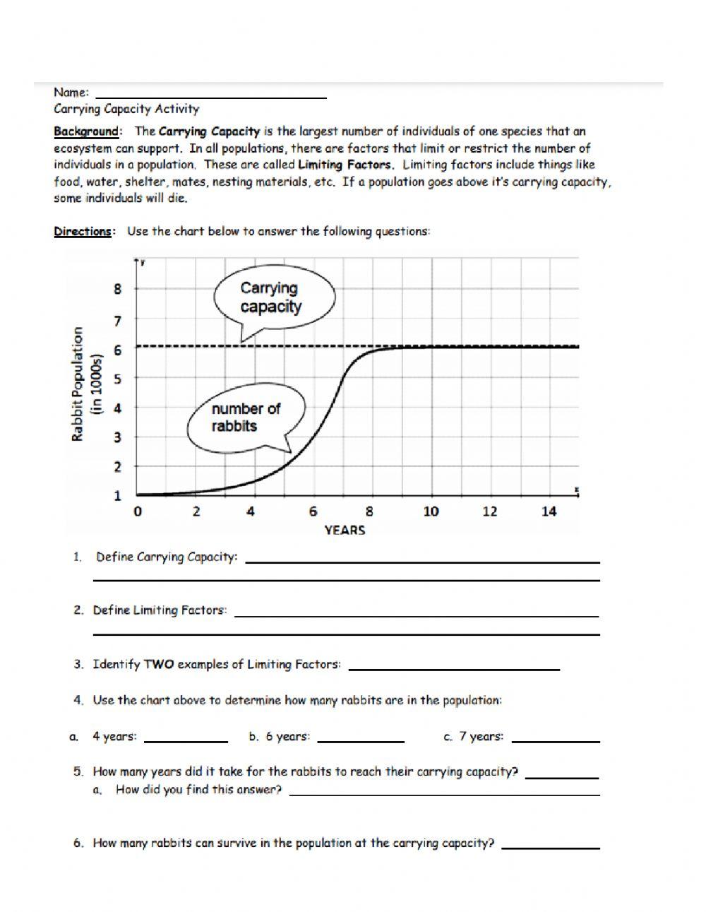 Carrying Capacity online exercise for Live Worksheets