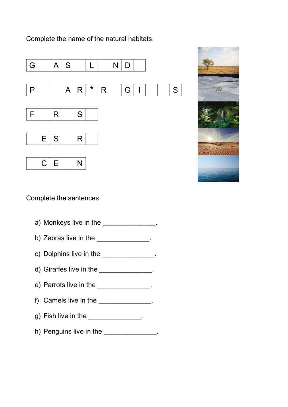 Animals and natural habitats