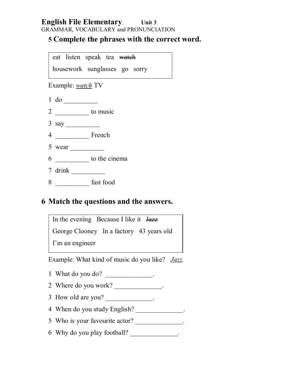 English File Elementary Unit 3 Grammar,vocabulary and pronunciation