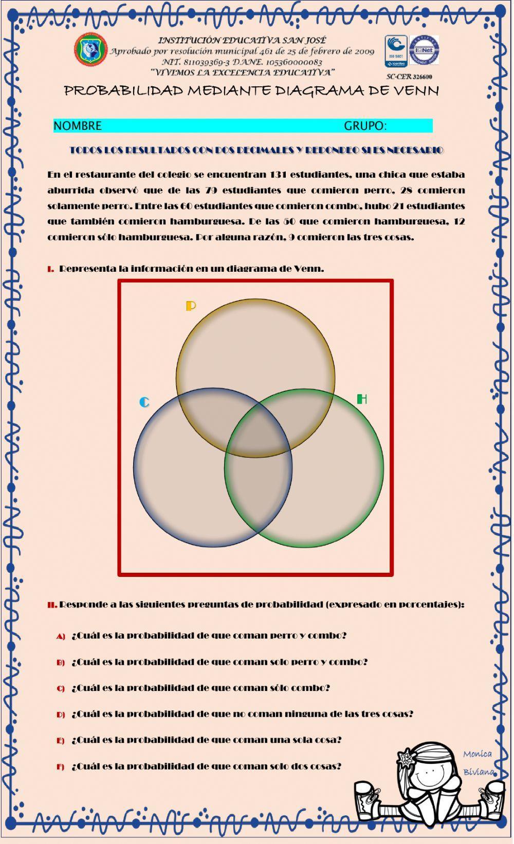 PROBABILIDAD RESTAURANTE DIAGRAMA DE VENN