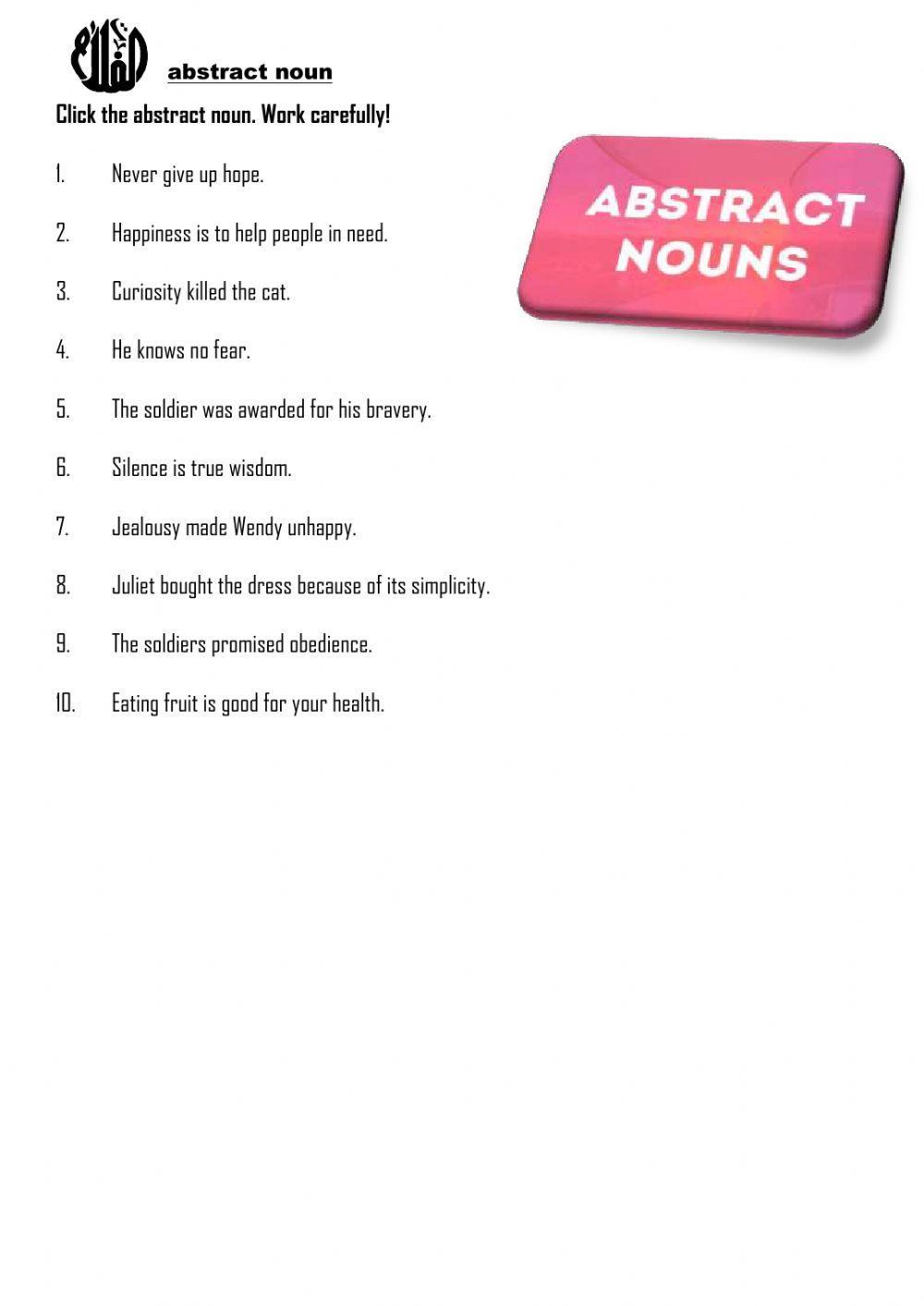 Abstract noun practice