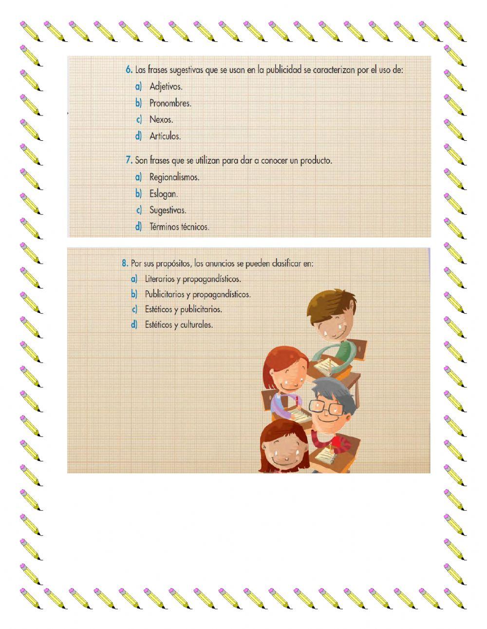Evaluación español 5to