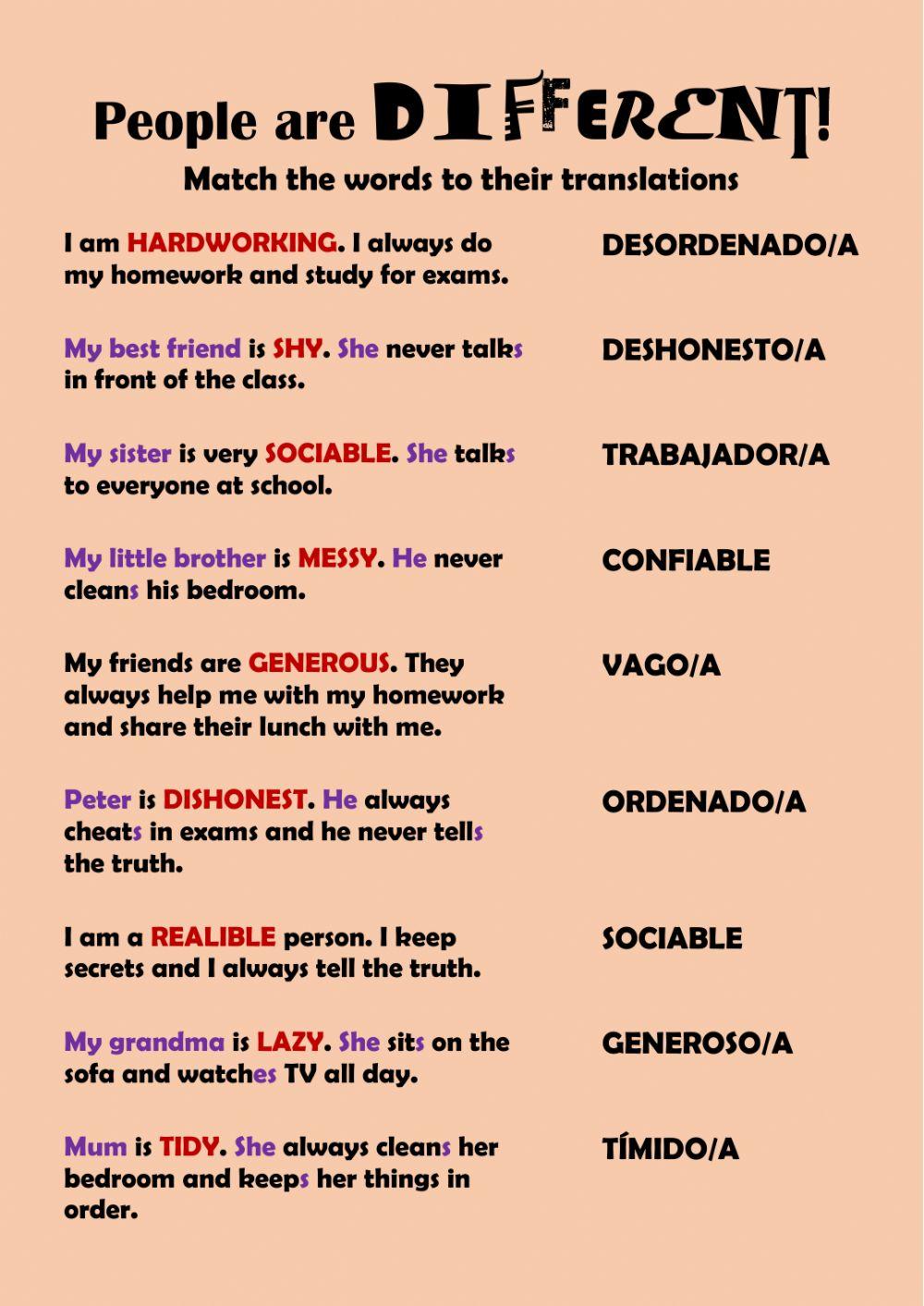 Personality adjectives