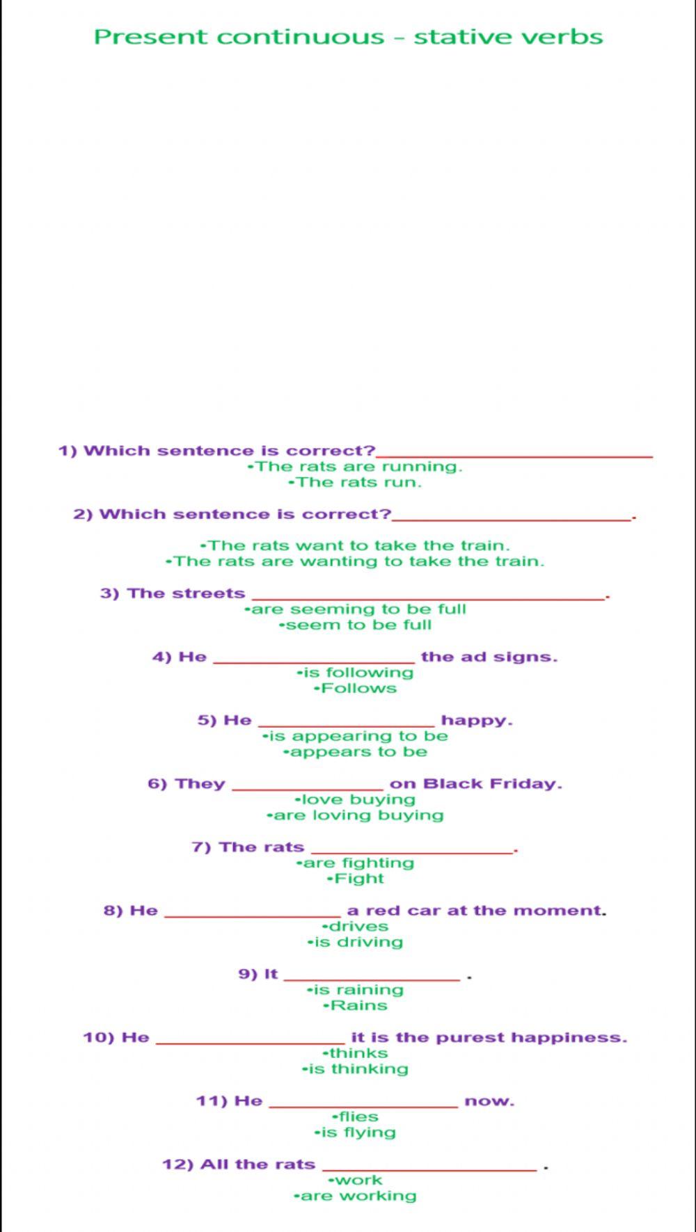 Present continuous - stative verbs